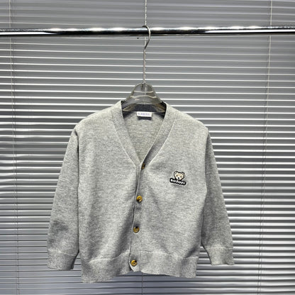 Burberry BU Bear Pattern Knit Cardigan – Kids Collection