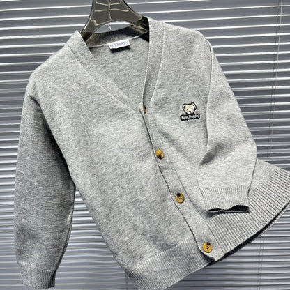 Burberry BU Bear Pattern Knit Cardigan – Kids Collection