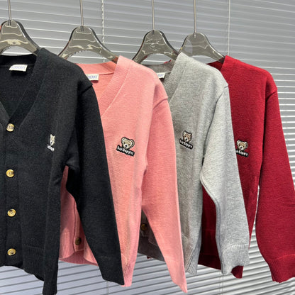 Burberry BU Bear Pattern Knit Cardigan – Kids Collection