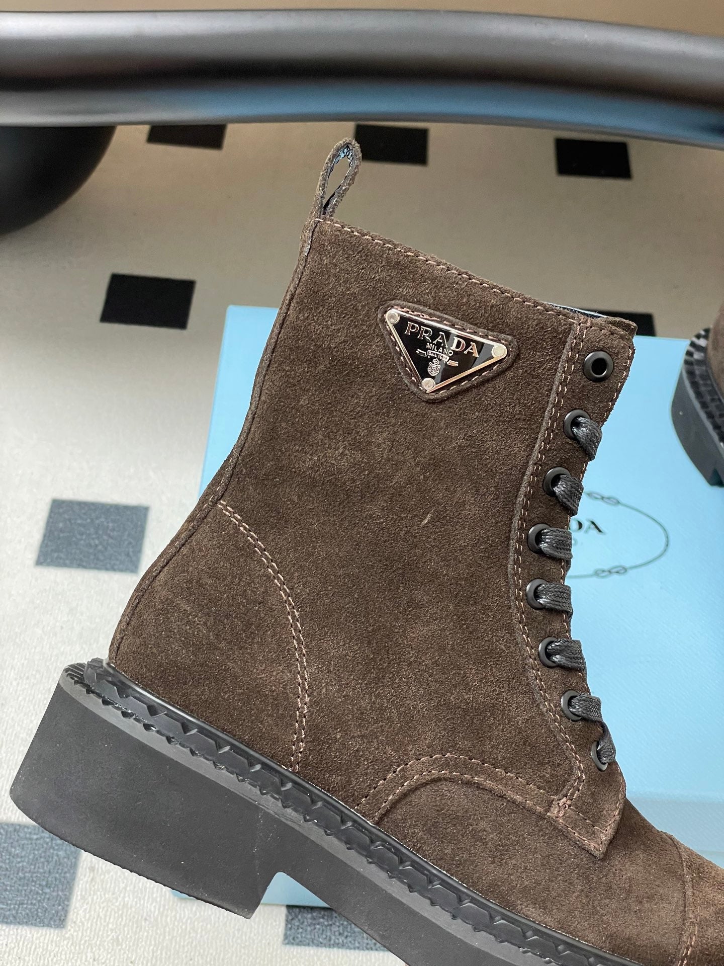 Prada Triangle Logo Combat Boots – 25SS