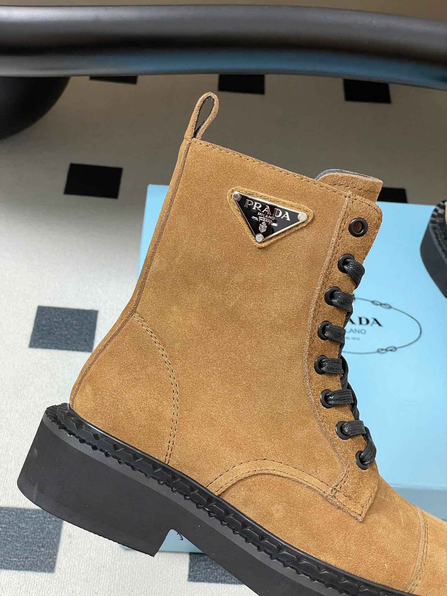 Prada Triangle Logo Combat Boots – 25SS
