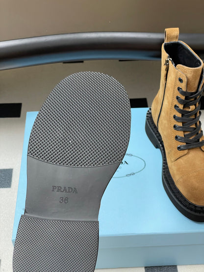 Prada Triangle Logo Combat Boots – 25SS