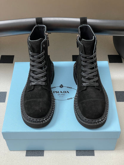 Prada Triangle Logo Combat Boots – 25SS