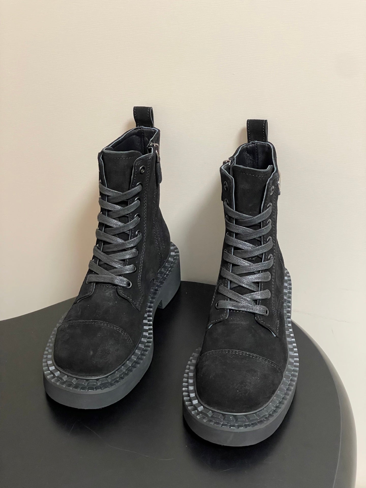 Prada Triangle Logo Combat Boots – 25SS