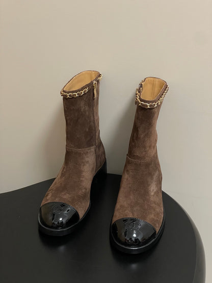 Chanel Spliced Chain Ankle Boots – 25FW