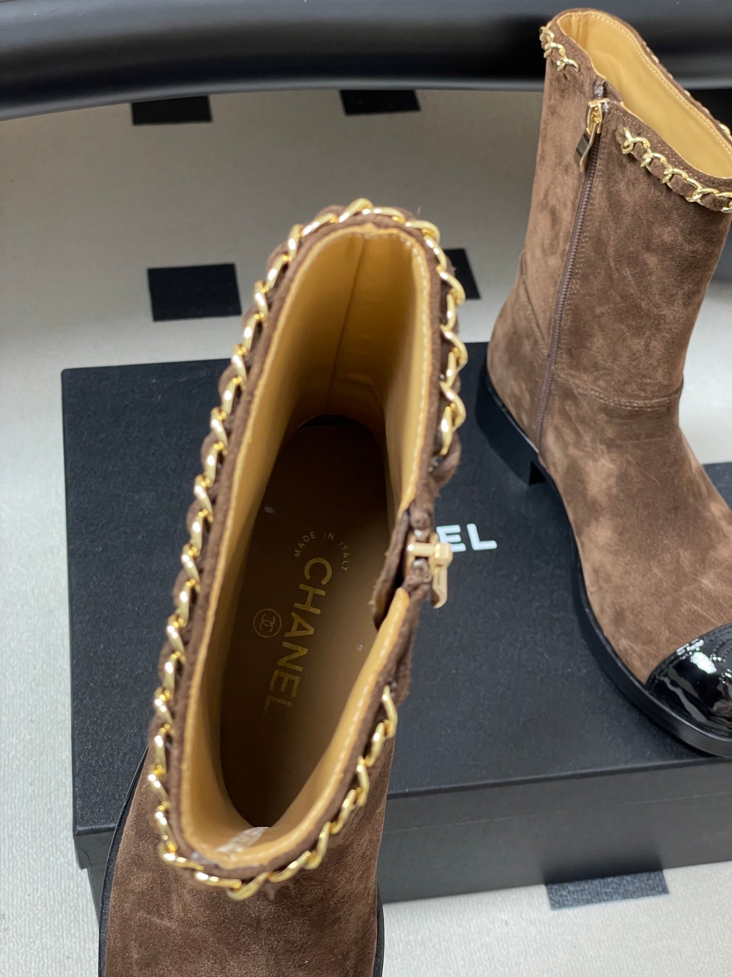 Chanel Spliced Chain Ankle Boots – 25FW