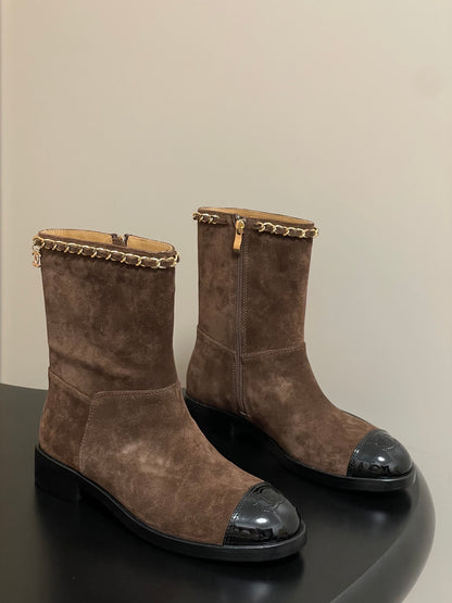Chanel Spliced Chain Ankle Boots – 25FW