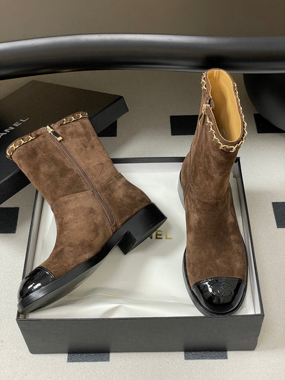 Chanel Spliced Chain Ankle Boots – 25FW