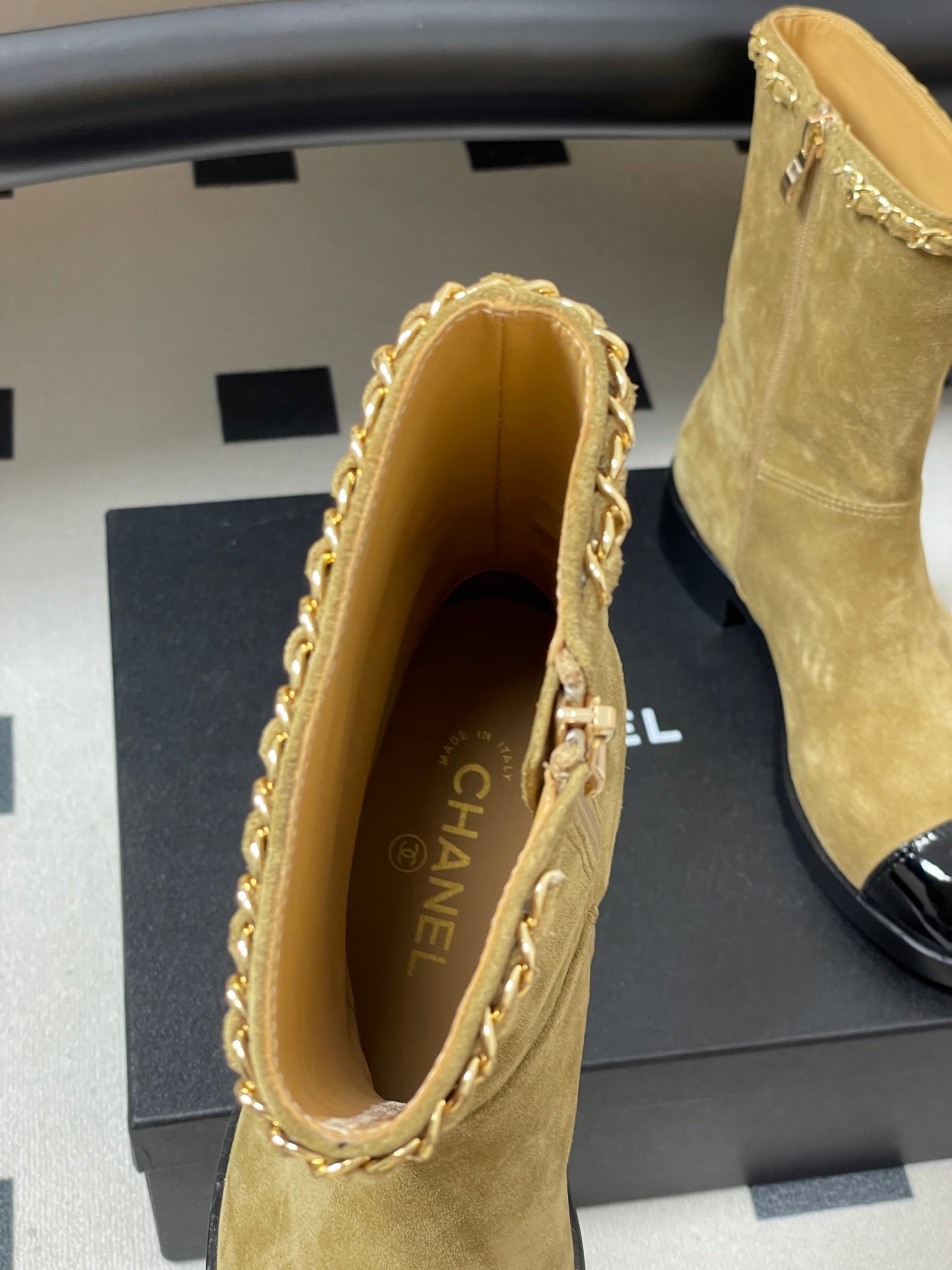 Chanel Color-Block Chain Ankle Boots – 25FW