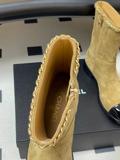 Chanel Color-Block Chain Ankle Boots – 25FW