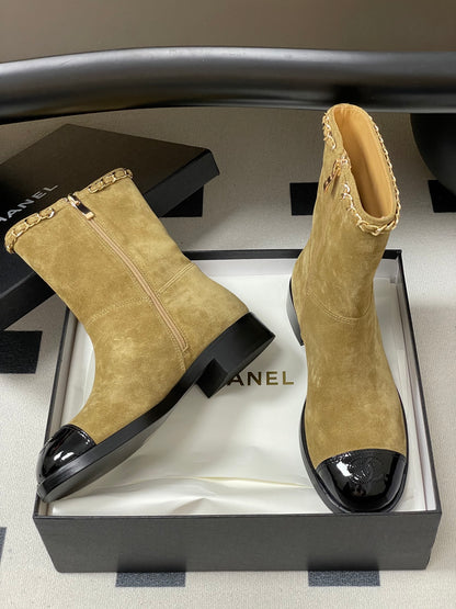 Chanel Color-Block Chain Ankle Boots – 25FW