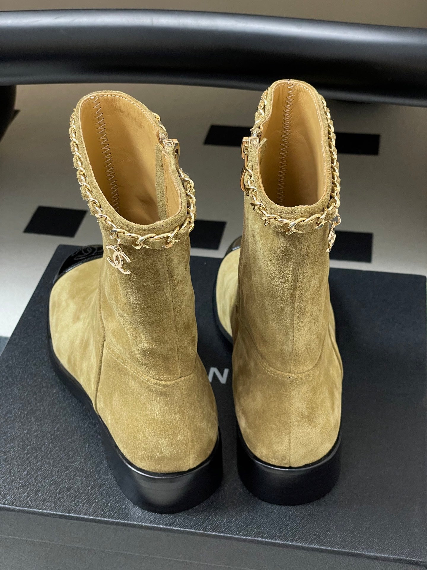 Chanel Color-Block Chain Ankle Boots – 25FW