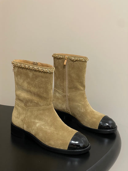 Chanel Color-Block Chain Ankle Boots – 25FW