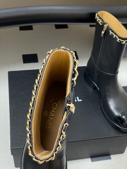 Chanel Color-Block Chain Ankle Boots – 25FW