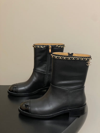 Chanel Color-Block Chain Ankle Boots – 25FW