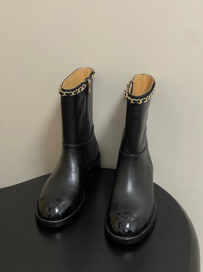 Chanel Color-Block Chain Ankle Boots – 25FW