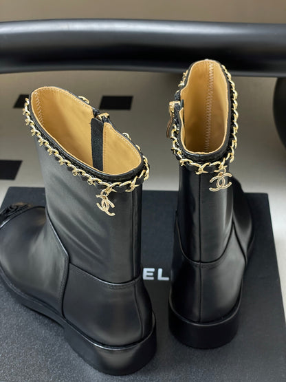 Chanel Color-Block Chain Ankle Boots – 25FW