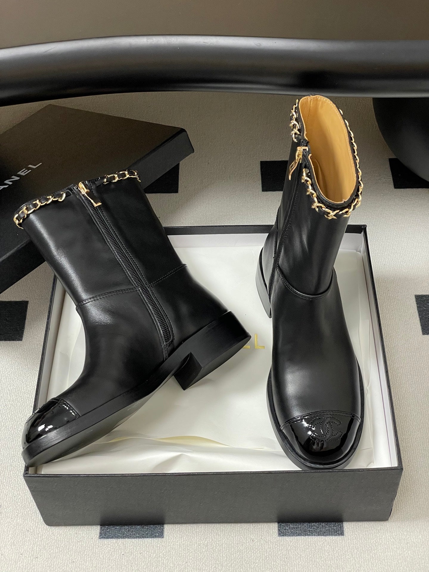 Chanel Color-Block Chain Ankle Boots – 25FW