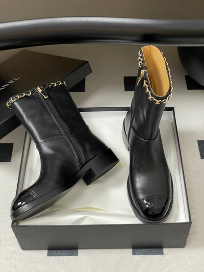 Chanel Color-Block Chain Ankle Boots – 25FW