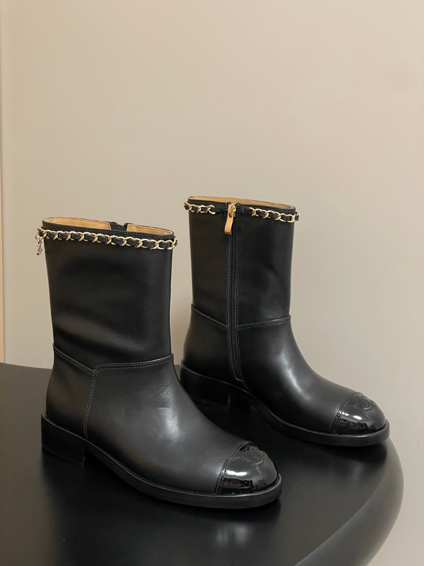 Chanel Color-Block Chain Ankle Boots – 25FW