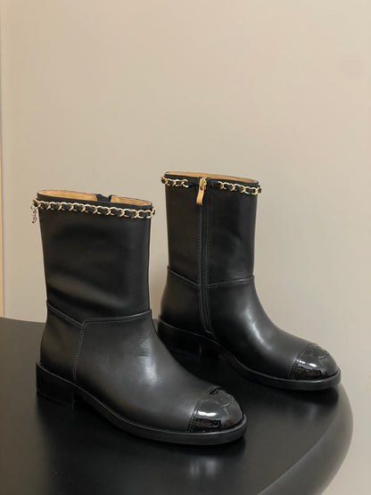 Chanel Color-Block Chain Ankle Boots – 25FW