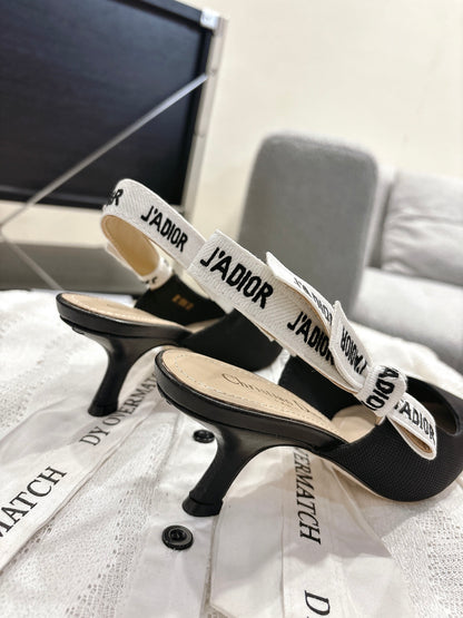 Dior J'Adior Embroidered Kitten Heel Sandals