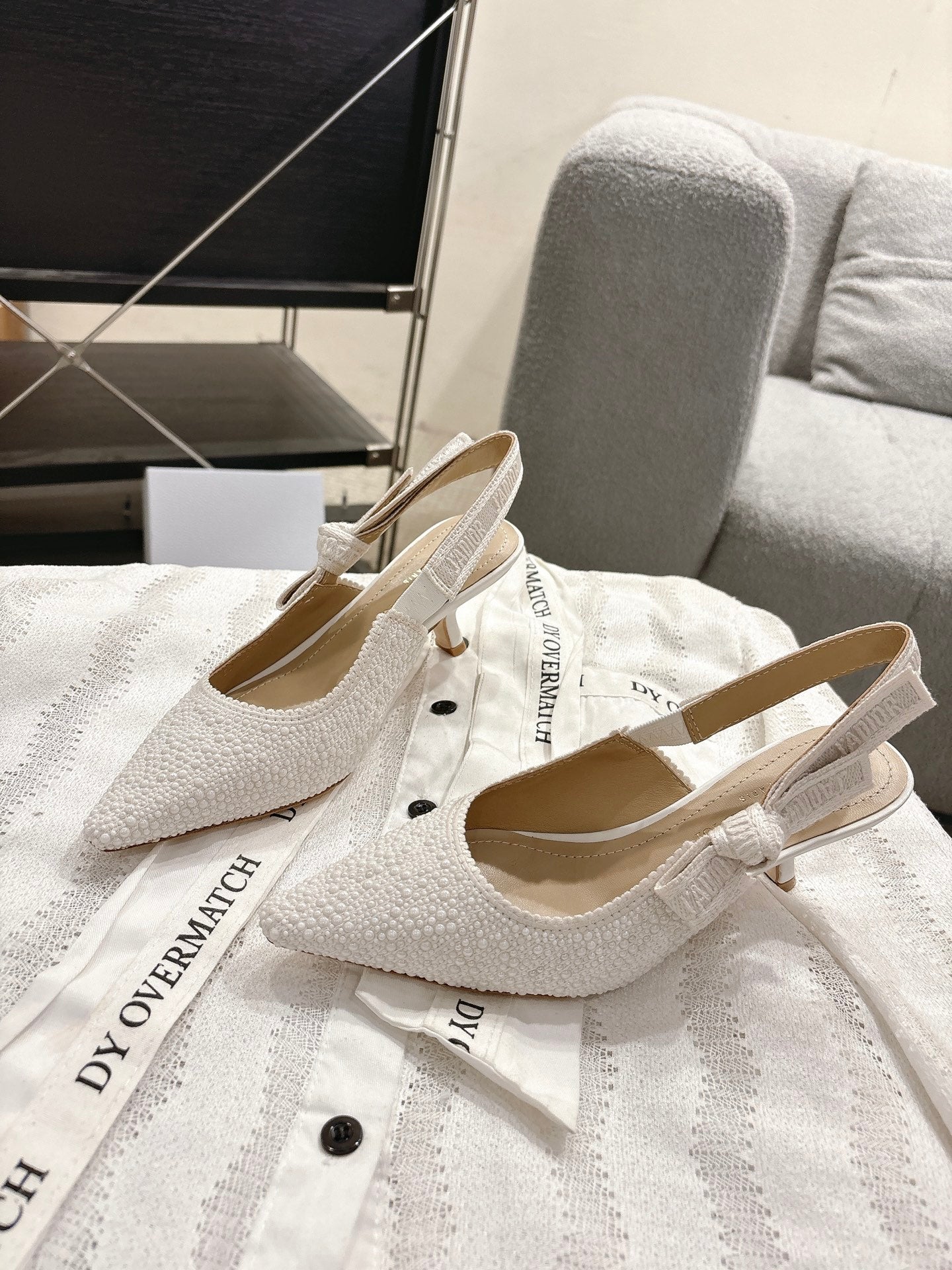Dior J'Adior Embroidered Strap Kitten Heel Sandals