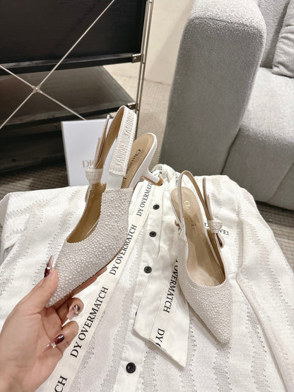 Dior J'Adior Embroidered Strap Kitten Heel Sandals