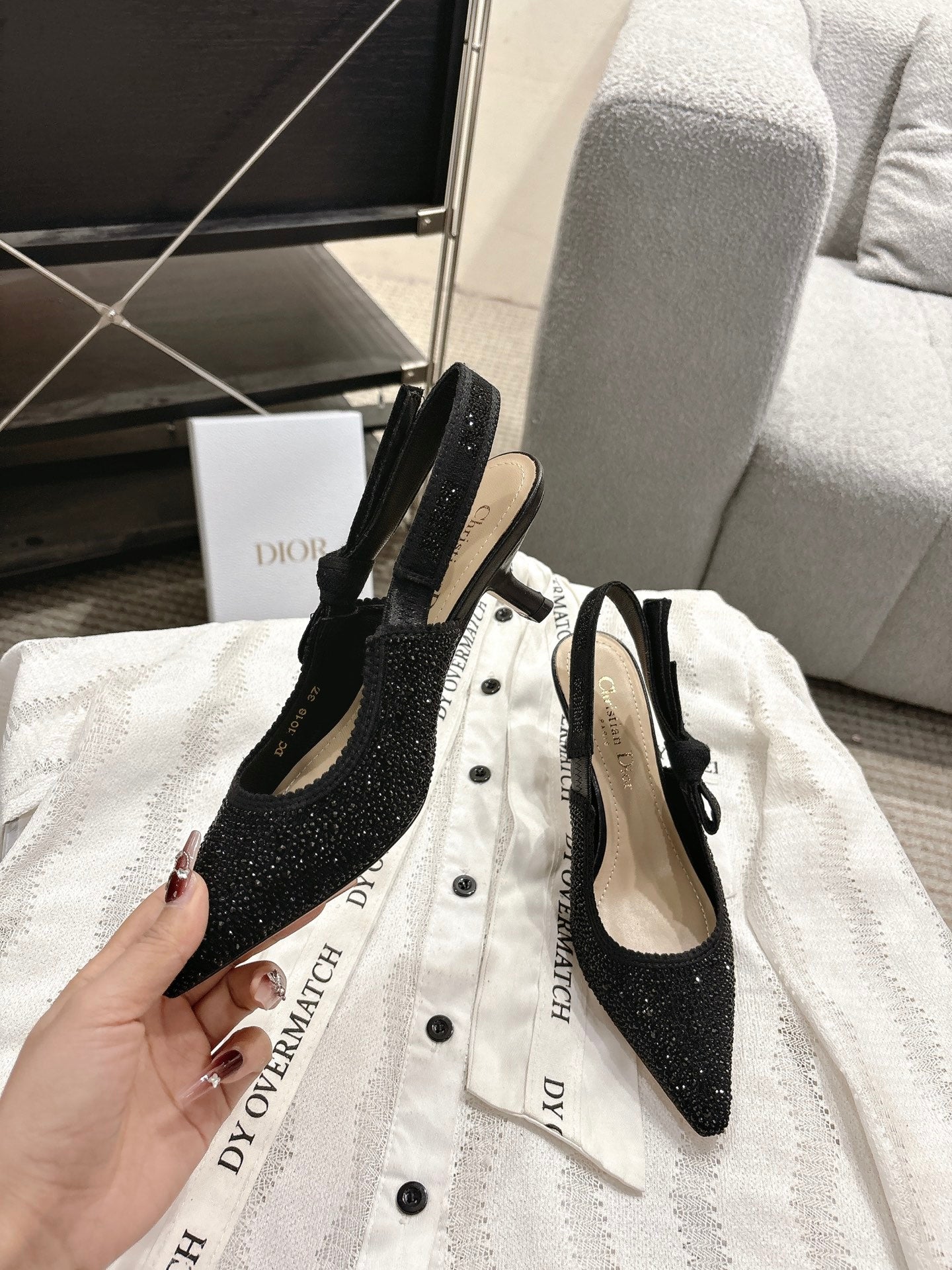 Dior J'Adior Embroidered Strap Kitten Heel Sandals