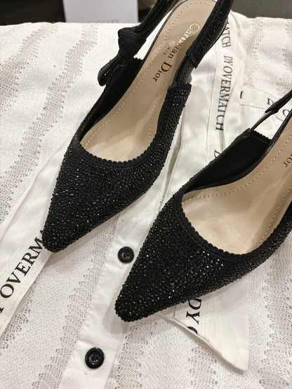 Dior J'Adior Embroidered Strap Kitten Heel Sandals