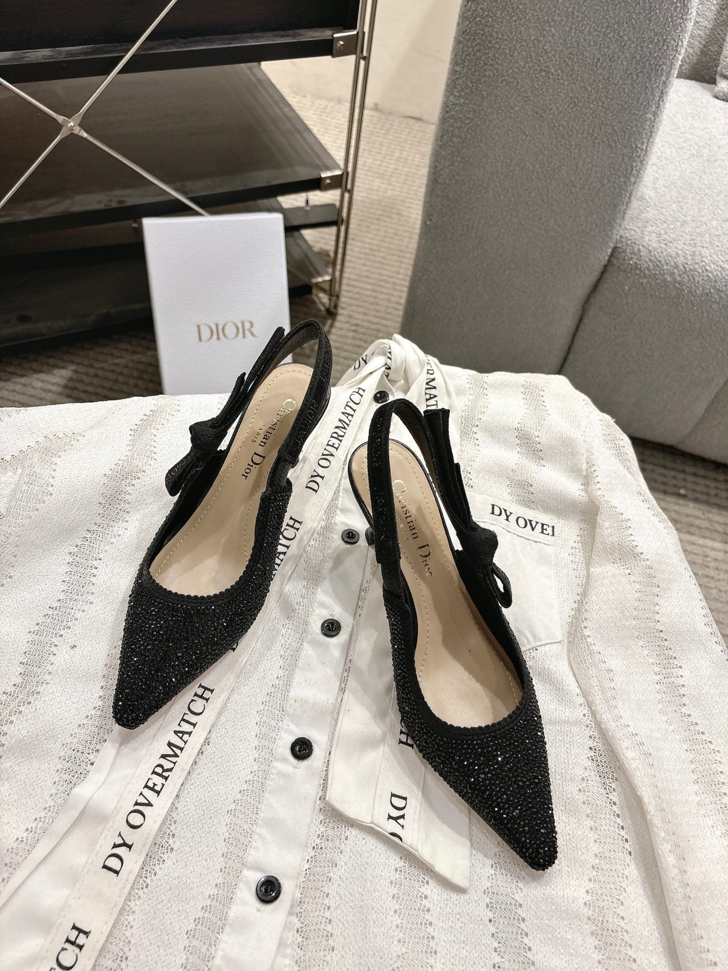 Dior J'Adior Embroidered Strap Kitten Heel Sandals