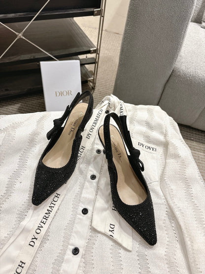 Dior J'Adior Embroidered Strap Kitten Heel Sandals