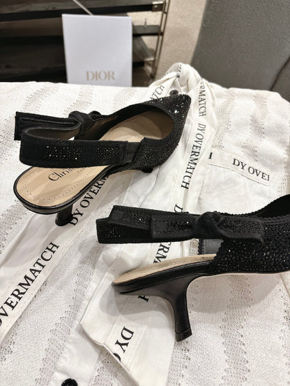 Dior J'Adior Embroidered Strap Kitten Heel Sandals