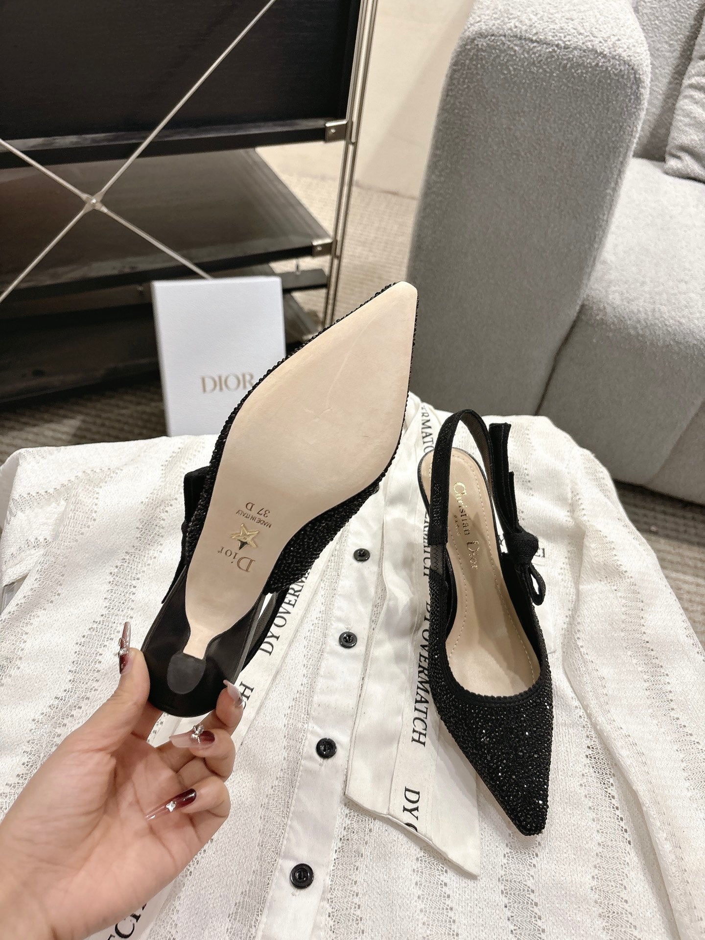 Dior J'Adior Embroidered Strap Kitten Heel Sandals