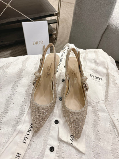 Dior J'Adior Embroidered Strap Kitten Heel Sandals