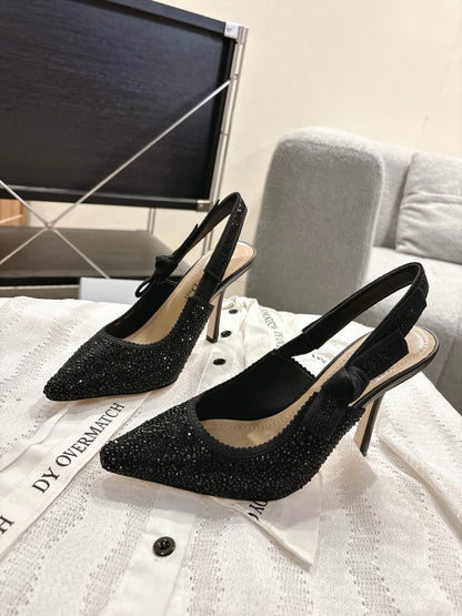 Dior J'Adior Embroidered Strap Kitten Heel Sandals