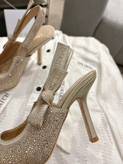 Dior J'Adior Embroidered Strap Kitten Heel Sandals