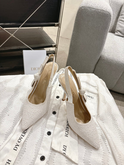 Dior J'Adior Embroidered Strap Kitten Heel Sandals
