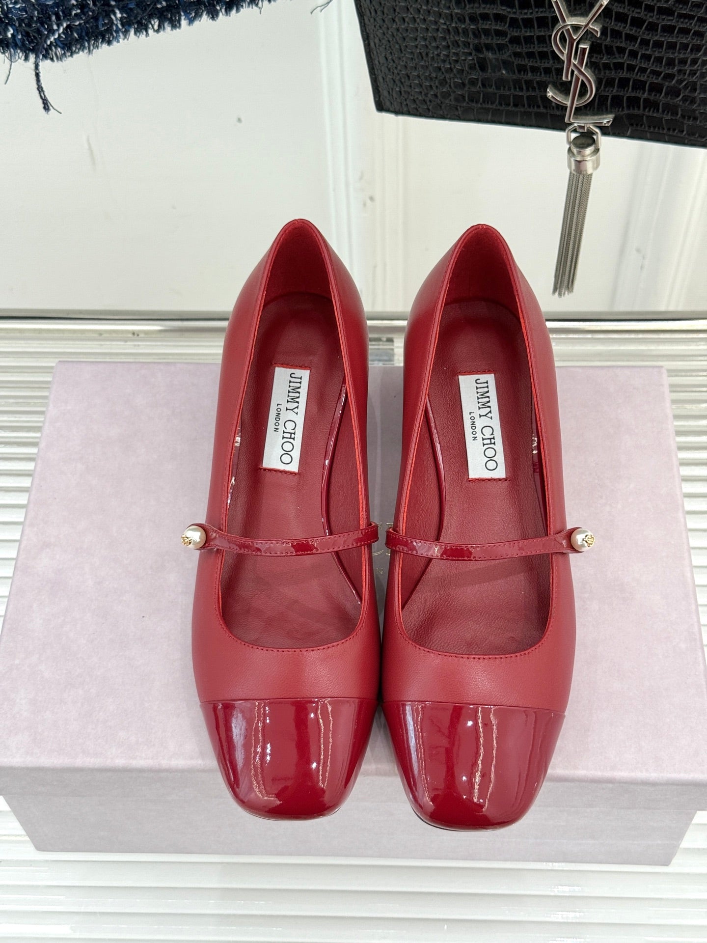 Jimmy Choo Color-block Pearl Mary Jane Heels – 25FW