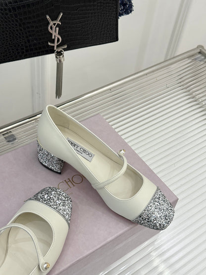 Jimmy Choo Color-block Pearl Mary Jane Heels – 25FW