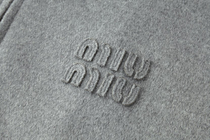 Miu Miu Logo Embroidered Cashmere Zip Jacket