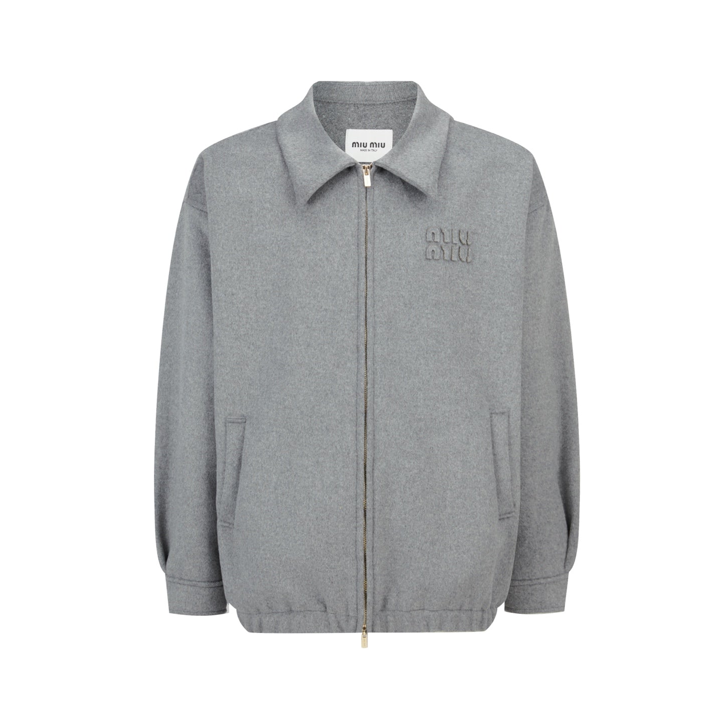 Miu Miu Logo Embroidered Cashmere Zip Jacket