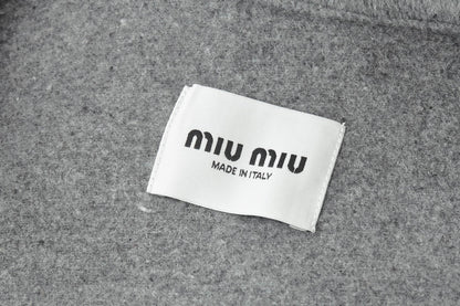 Miu Miu Logo Embroidered Cashmere Zip Jacket