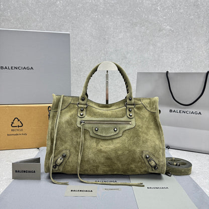 Balenciaga Le City Medium Suede Shoulder Bag