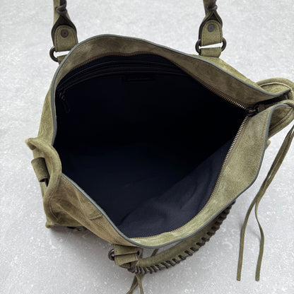 Balenciaga Le City Medium Suede Shoulder Bag