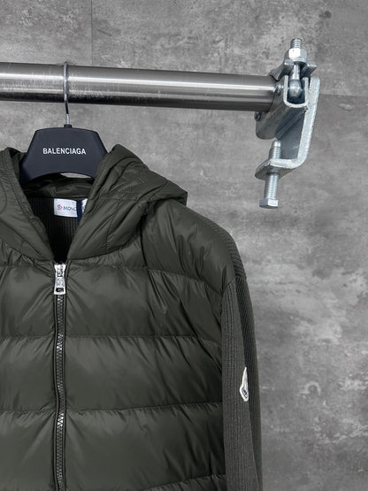 Moncler Hooded Wool Knit Spliced Down Jacket – Early Autumn Collection
