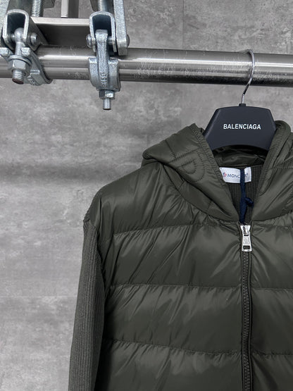 Moncler Hooded Wool Knit Spliced Down Jacket – Early Autumn Collection