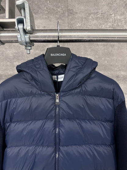 Moncler Hooded Wool Knit Spliced Down Jacket – Early Autumn Collection