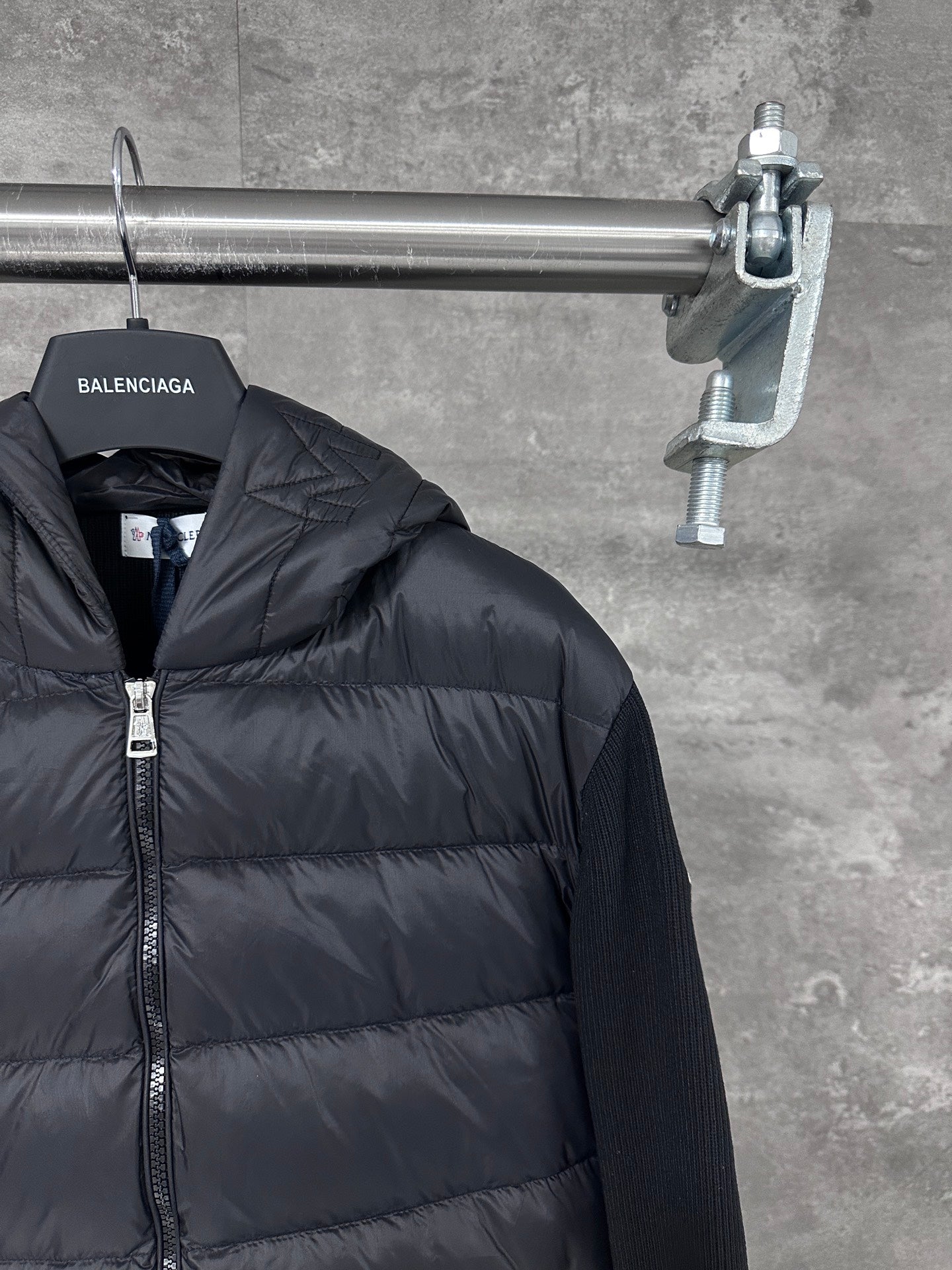 Moncler Hooded Wool Knit Spliced Down Jacket – Early Autumn Collection