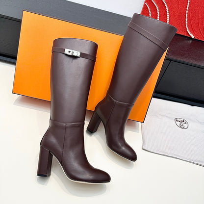 Hermès Kelly Buckle High Heel Knee-High Boots